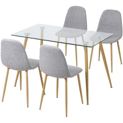 China Wholesale Modern Glass /Glass Square Dining Table With Metal Legs 4 Seat Dining Sets Modern Dining Room Furniture for sale