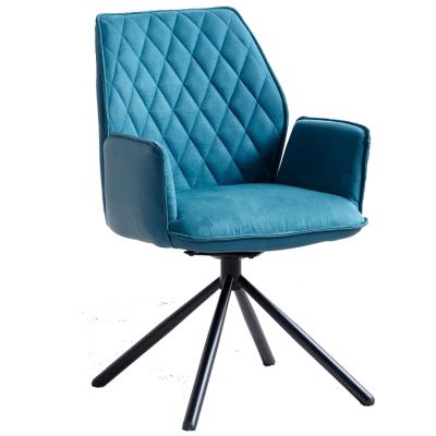 China Wholesale Velvet Fabric / Teal Fabric Upholstered Dining Armchairs Swivel Dining Chair Luxury for sale