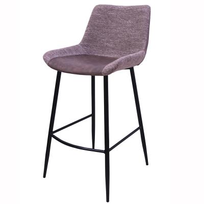 China Modern Leather and Linen High Legs Metal Bar Stool Kitchen Counter Bar PU Chair Covered Chair Fabric for sale