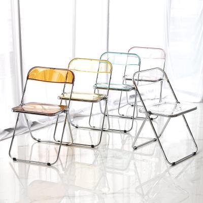 China Modern Wholesale White Transparent Acrylic Plastic Folding Leisure Side Chair Tianjin Foldable Clear Dining Nordic Modern Chair for sale