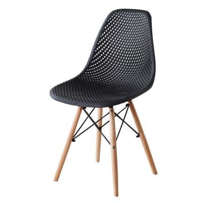 China Modern Design Modern Home Pink Gray Black White White Blue Nordic Hotel Cafe Plastic Chair With Solid Wood Legs Yellow Blue Yellow for sale