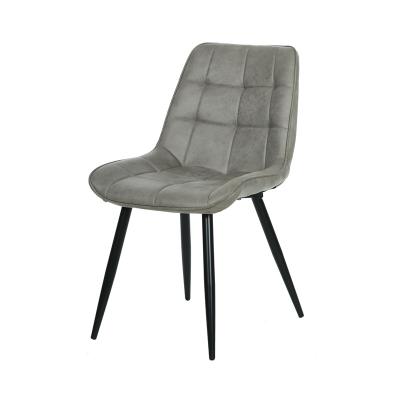 China Factory Direct Selling Modern Design Chinese Faux Leather Upholstered Padded Seat Dining Chair With Black Metal Legs Modern Design For Dining for sale