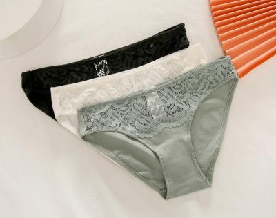 China Comfortable And Breathable Viable Panties Cotton Crotch Ladies Bikini Embroidered Sexy Lace Panties for sale