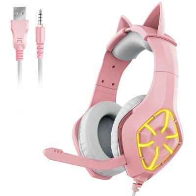 China Headphone Quality Guaranteed Girls Led Foldable Cat Ear Headphones RGB Lighting for sale