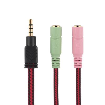 China Gold Plated Computer/Car/DVD Player Headphone Accessories 3.5 MM Mic Audio Aux Y Splitter Extension Cable Male To Dual Female Cable Adapter Cord for sale