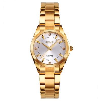 China Skmei Custom Women's Stainless Steel Luxury 24k Gold Water Resistant Watches Quartz Watch for sale