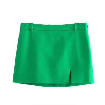 China UR BOM S.M. ZA anti-static 2021 autumn new women's high street fashion solid color mini zipper ladies flying split skirt for sale