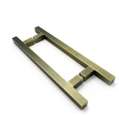 China Modern Glass Door Handle Stainless Steel Square H Shaped Glass Door Pull Handle for sale