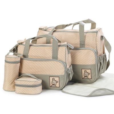 China Backpack Multi Function 5pcs Baby Diaper Bag Set Baby Diaper Bag With Changing Pad for sale