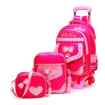 China New Waterproof 3pcs Kids Luggage Trolley Girls Trolley Bag Waterproof School for sale