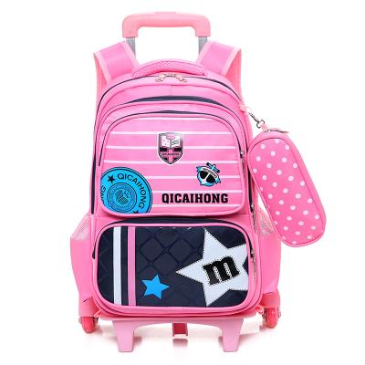 China New Design Waterproof School Trolley Backpack Kid Kids Wheel Backpack School Bag With Pencil Pocket for sale