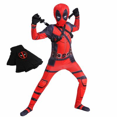 China 4-12Y Polyester Boy Deadpoo Costume Kids Cosplay Superhero Costume Mask Costume Jumpsuit Halloween Party Carnival Show for sale