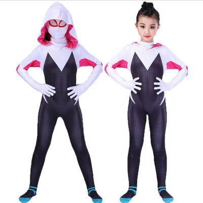 China Gwen's Spidergirl Cosplay Halloween Costume Gwendolyn Maxine Stacy 3D Polyester Kids Women Spider Zentai Suit For Girls for sale