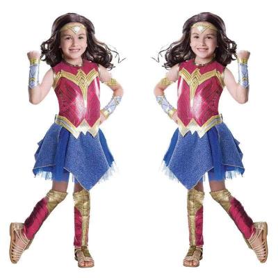 China Polyester Kids Cosplay Superb Costume Super Marvel Girls Dress Up Superwoman Superwoman Dress Halloween Clothes for sale