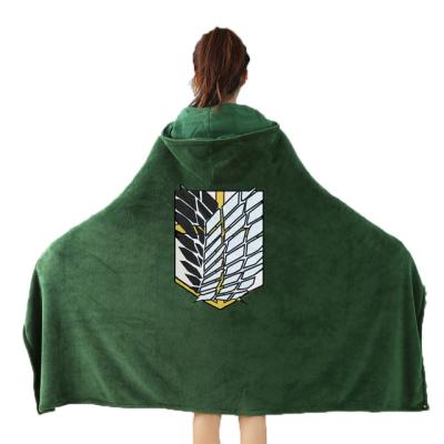 China Polyester Attack on Titan Shingeki Covering Coat No Kyojin Investigation Body Cloak Cape Flannel Cosplay Costume Hoodie with Real Photos for sale