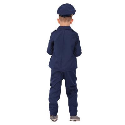 China 3-14Y Polyester Kids Police Halloween Carnival Party Performance Policemen Kids Army Boys Cosplay Uniform Costumes for sale