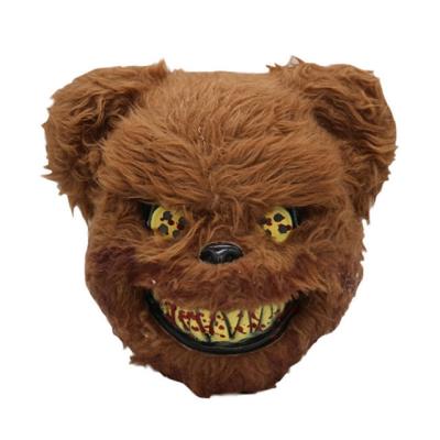 China Bloody Horror Mask Teddy Bear Halloween Plush Cosplay Killer Rabbit Mask New Halloween Scary Luminous PVC Mask 2022 for sale