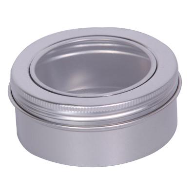 China Aluminium jar with PET window, aluminium tin for lip balm,cream,wax,butter,groom,samples,tea for sale