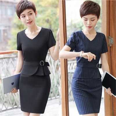 China New jewelry hotel business dress summer professional women's breathable short-sleeved uniforms dress for sale