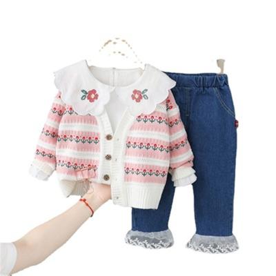 China Kids Clothing Sets Girls Autumn Clothes Cotton Shirts Jeans Children Clothing Sets 1-4 Years Old Baby Kids Two Piece Clothing Set for sale