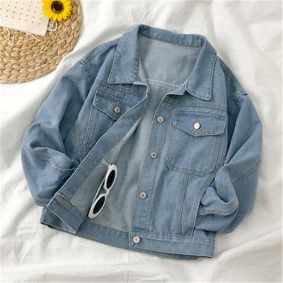 China Women's QUICK DRY QUICK DRY Girls Spring Long Sleeve Autumn Loose Lapel Straight Student Denim Jacket for sale