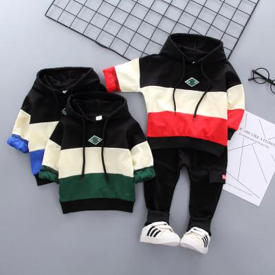 China 1-4 Years Casual Autumn Long Sleeve Striped Hooded Baby Pants Kids Cotton Clothes for sale