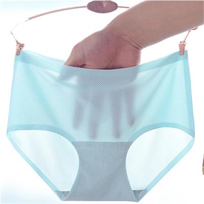 China Mesh Ice Silk Seamless Breathable Solid Color Breathable Breathable Female Waist Briefs Comfortable Hip Underwear for sale