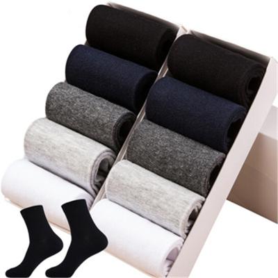 China Antibacterial Antibacterial Mens Socks Solid Color Cotton Winter Man Business Gift Box Comfortable Breathable Socks for sale