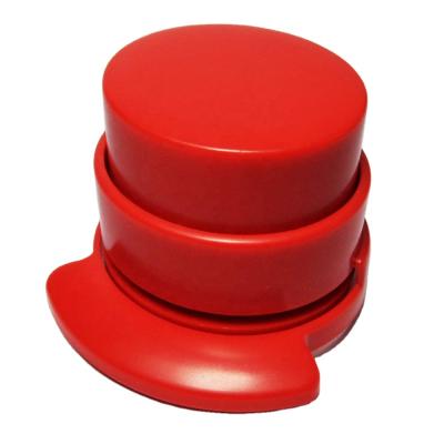 China Plastic Custom Logo Printed Red Cute Hand Pressed Plastic Round No Pin Stapleless Stapler for sale