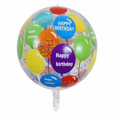 China 22 inch 4d happy birthday foil balloon transparent printing kids party decoration party toys foil foil balloon for sale