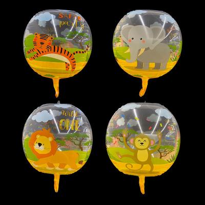 China Hot 22 inch 4d party elephant lion cartoon movie globe child birthday party decoration toy animal foil balloons for sale