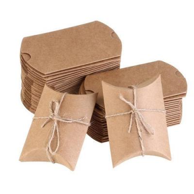 China Recycled Materials Clear And Kraft Pillow Shape Boxes , Recycled Food Apple Pie Kraft Pillow Box for sale