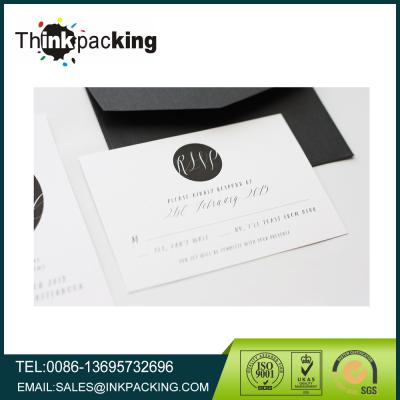 China Promotion Black Insert Card With Black Envelope, Custom Blank Cards With Envelopes, Gold Foil Envelope for sale