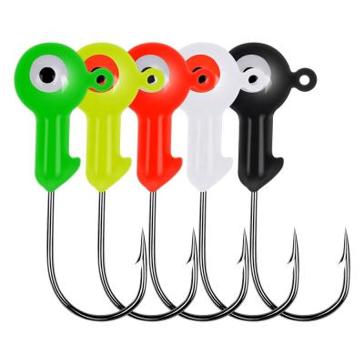 China Anzol Hook1g-10g General High Quality Colorful Head Soft Head Jig Insect Barbed Fishing Hook 10pcs/bag Carbon Steel Fishhook for sale