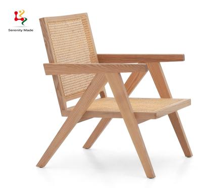 China Regular natural ash wood rattan wicker dining chair rattan seat with stackback ratan for outdoor use for sale