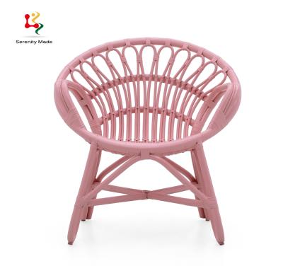 China Modern Pink Wooden Rattan Furniture Rattan Seat Leisure Wicker Chair For Hotel Wedding Use for sale