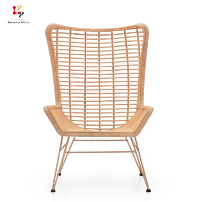 China Durable New Arrival Metal Leg Rattan Back Hotel Natural Wicker Cane Chair for sale