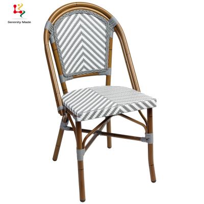 China Leisure Super Comfortable Garden All Weather Cheap French Bistro Chairs Cafe Outdoor Set Multi Color PE Rattan Chair for sale