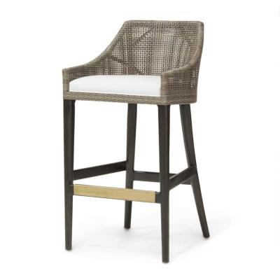 China Cafe Furniture Minimalist Aluminum Outdoor Rattan Woven Bar Stool Chair Anti-rist for sale