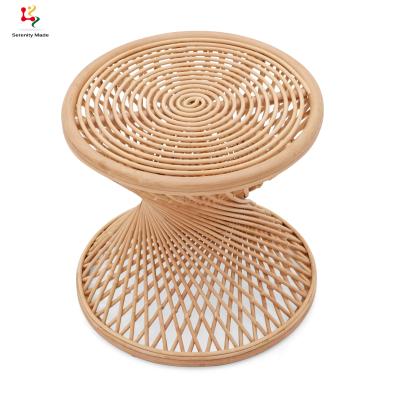 China New Style Durable Rattan Furniture Wholesale Rattan Round Cafe Side Table for sale