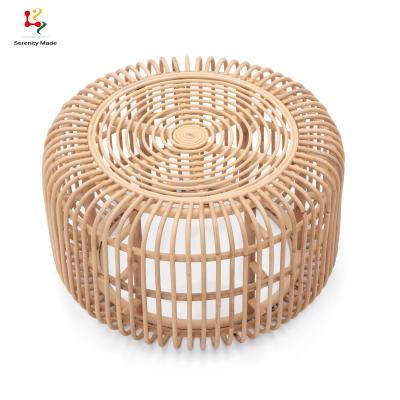 China New Style Durable Rattan Furniture Wholesale Natural Round Cafe Rattan Side Table for sale