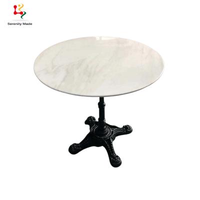 China Coffee Shop Furniture Round Top Modern Marble Coffee Table Top With Metal Base for sale