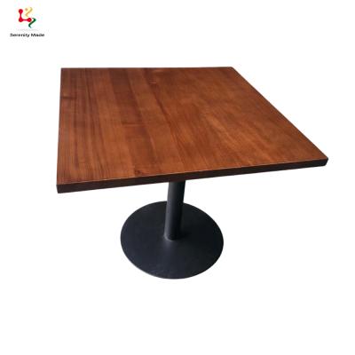 China Durable Wholesale Furniture Wood Top Metal Base Rectangular Restaurant Dining Table for sale