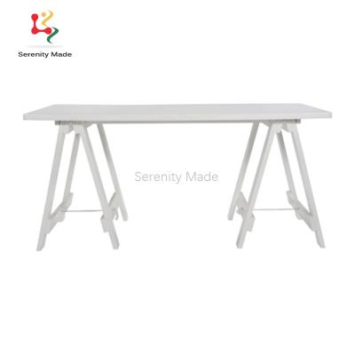 China Foldable Event Fitted 8 Seater Folding Outdoor Pine Wood Party Wedding Trestle White Dining Tables for sale