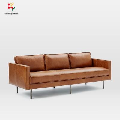 China Long Sofa European Style Furniture Leather Living Rooms And Sofas 3 Seaters Sofa for sale