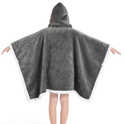 China Wearable Anti-Pull Travel Blanket With Hood Fleece Blankets Galvantic Plush Blanket Hoodie Dark Gray Color Fit To All for sale