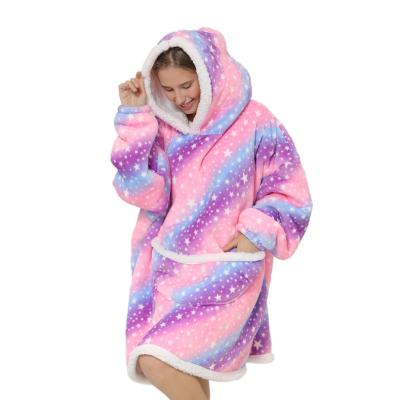 China Warm Giant Hoodie Fleece Wearable Blanket Super Thick Flannel Blanket And Cozy Blanket With Sleeves And Giant Pocket For All for sale