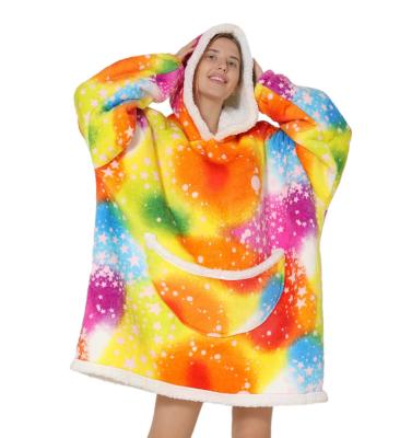 China Soft Warm Cozy Giant Fleece Blanket Hug Fleece Wearable Hoodie Oversize Wearable Blanket Giant Pocket For Women Men Kids Gift for sale