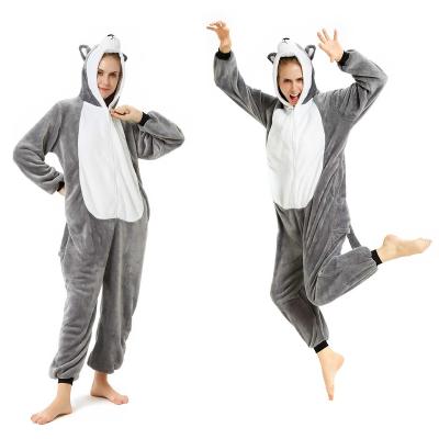 China IN-STOCKED QUICK DRY Retail Christmas Onesies Flannel Pajamas Cartoon Dog Costume Adults Animal Pajamas Manufacturers for sale