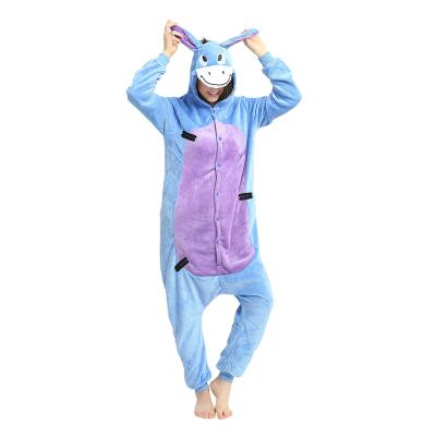 China IN-STOCKED QUICK DRY Retail Onesies Christmas Flannel Cartoon Costume Donkey Adult Pajamas Wholesale Animal Pajamas Manufacturers for sale